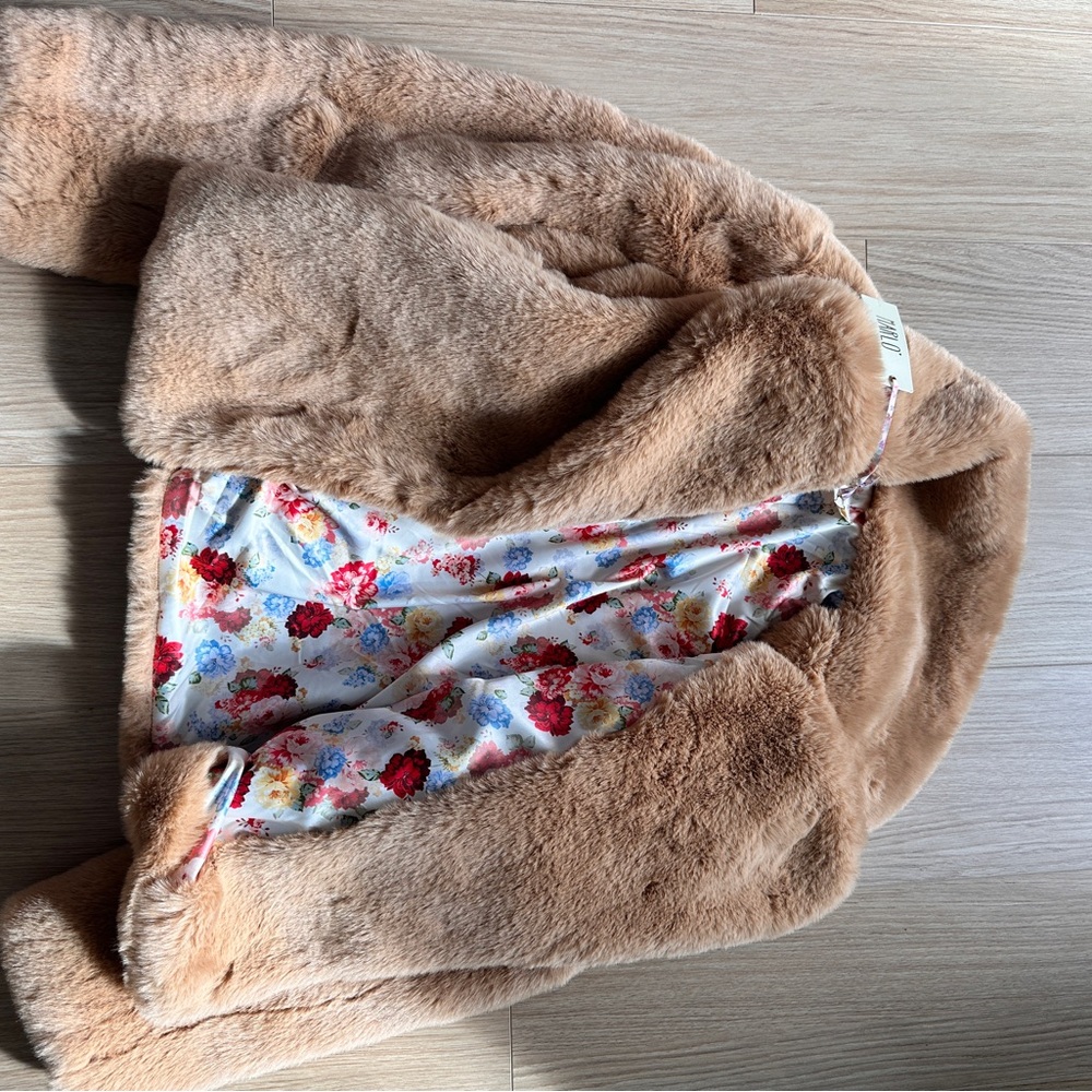 Cozy Tan Faux Fur Kids Jacket